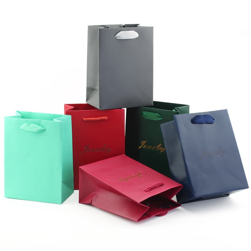 Kraft paper jewelry packaging handbag color printing white cardboard bag gift handbag customized LOGO