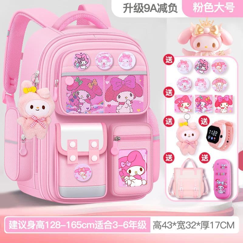 Primary School Girls Backpack, Large Capacity Stain-Resistant Kids Schoolbag, 6-12 Year Old Boys Load-Reducing Backpack for Grades 1-6 Students