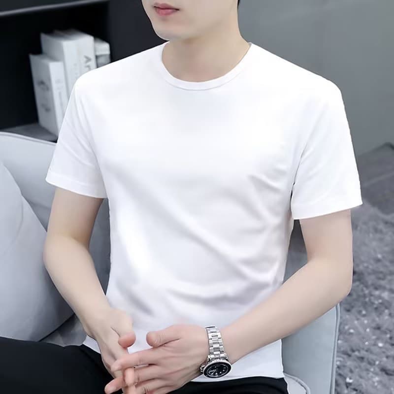 230g Pure Cotton T-Shirt for Men Solid Color Short Sleeve Round Neck Loose Fit Casual Top High Quality Fashion White Spring Summer Undershirt