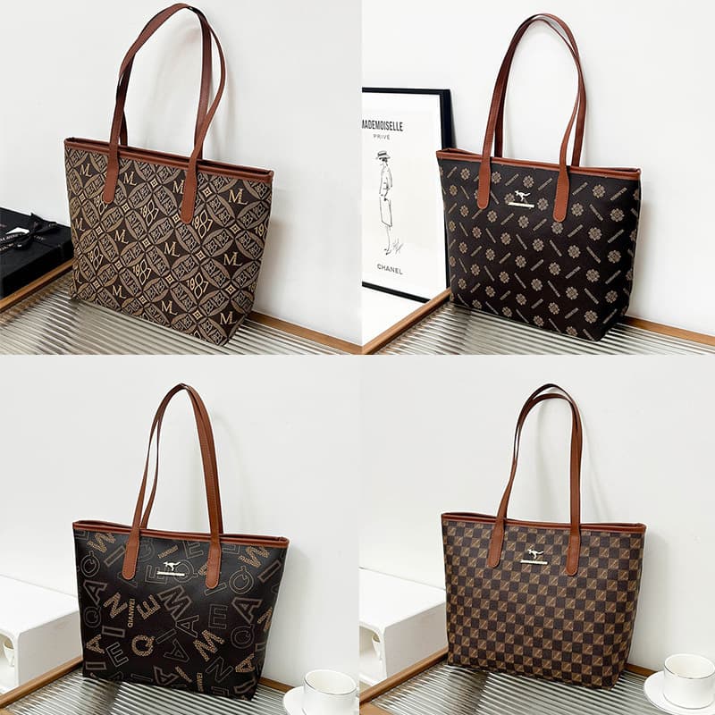 Retro Print Large Capacity Handheld Letter Tote Bag Trendy Versatile Quality Shoulder Bag Fashionable Satchel Handbag