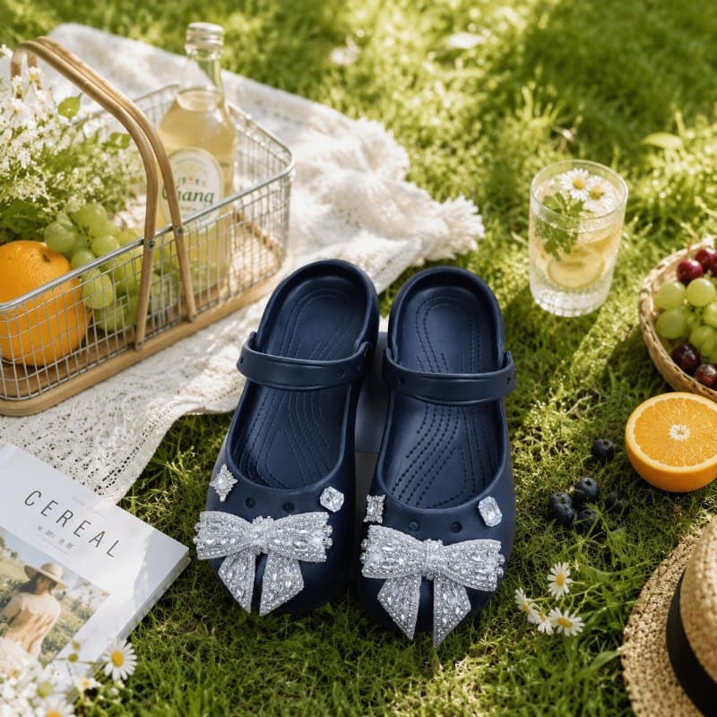 Crystal Mary Jane Ballet Shoes Sandals Women's Crocs Women's Outdoor One-Strap Sandals Beach Shoes Home Slippers Women