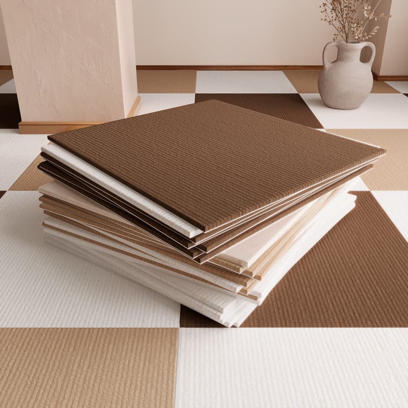Self-adhesive square carpet for living room full coverage, puzzle mat, glue-free self-adhesive, Japanese-style living room mat wholesale