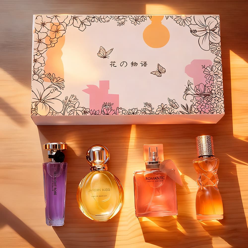 Midnight Rose Women's Perfume 4-Piece Set Long-Lasting Fresh Floral Scent Student Blooming Eau de Toilette Gift Box