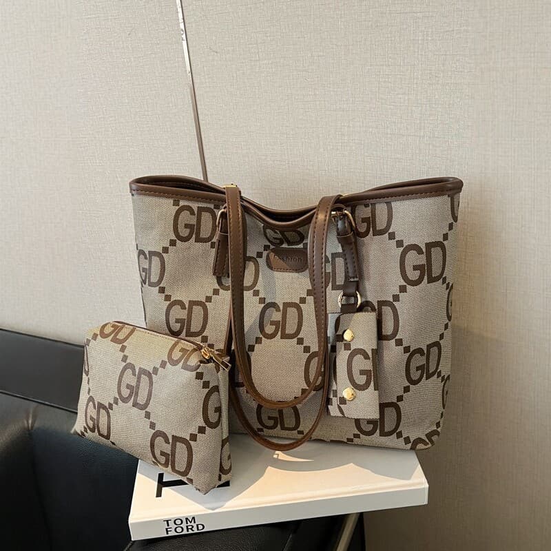 2026 large-capacity printed mother-in-law tote bag new fashion Korean version one-shoulder retro European and American portable cross-border one-shoulder