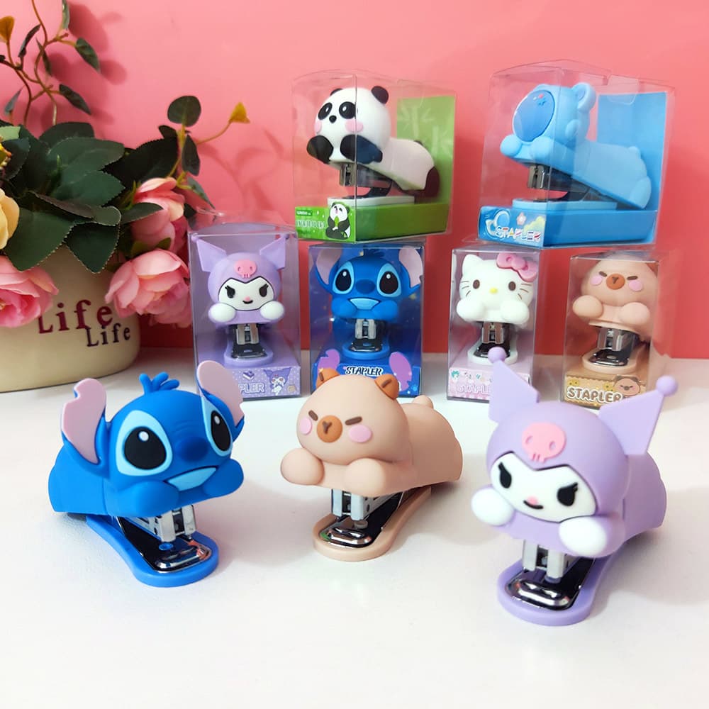 Kuromi Mini Stapler, Small Size for Students, Portable Cute Cartoon No.10 Effort-Saving Test Paper Binding Machine Stationery