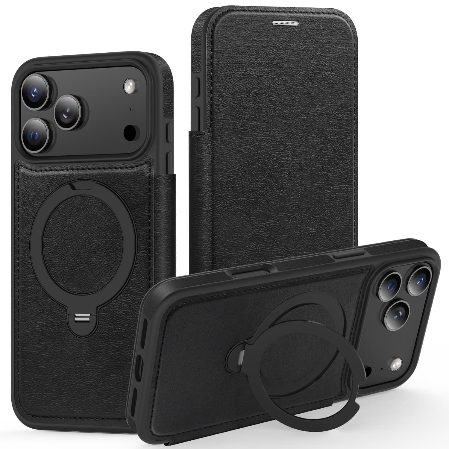 Compatible with iPhone 17 Case Flip Leather Cover Armor Shield 360 Magnetic Stand for Apple 18 Pro Max Protective Case