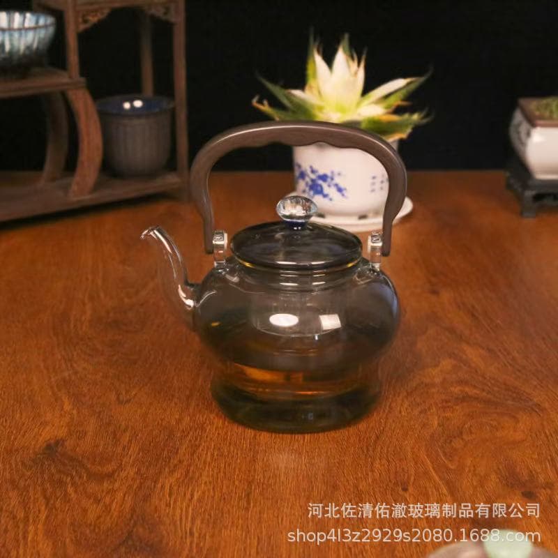 Lifting beam kettle for electric ceramic stove heating and steaming dual-use floral tea pot, heat-resistant high borosilicate glass starry sky gradient pot