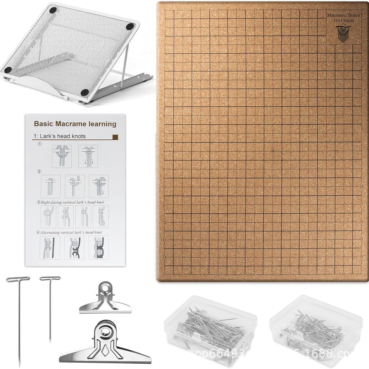 Macrame Cord Soft Board Cork Board DIY Cotton Rope Weaving Accessories Tool T-Pin Clip