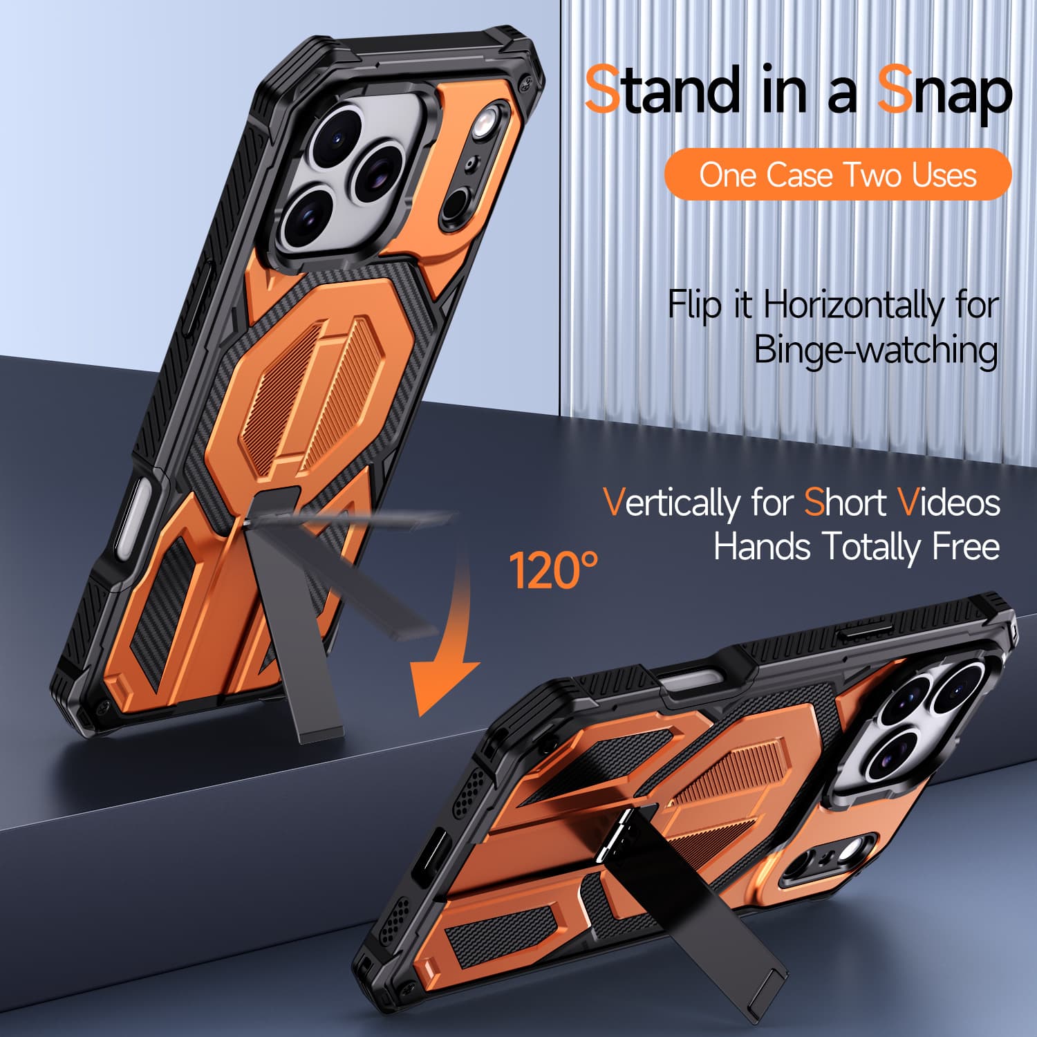Cross-Border Armor Compatible with iPhone 17 Pro Max Case, Military-Grade Drop Protection, ip16 Pro Max Stand Protective Cover