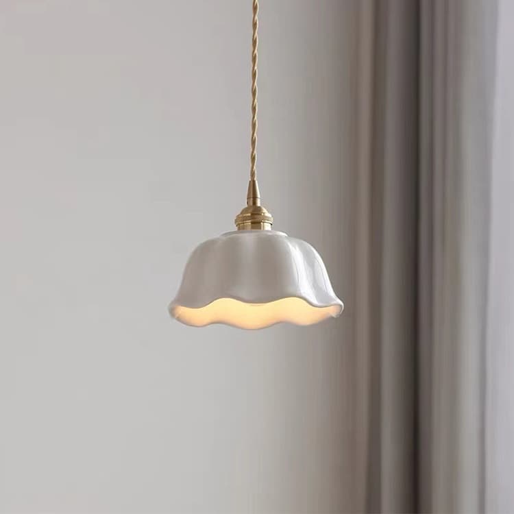 Nordic Cream Style Ceramic Pendant Light, Japanese Wabi-Sabi Living Room Lamp, Dining Room Pendant Light, Modern Minimalist Bedroom Nightstand Light