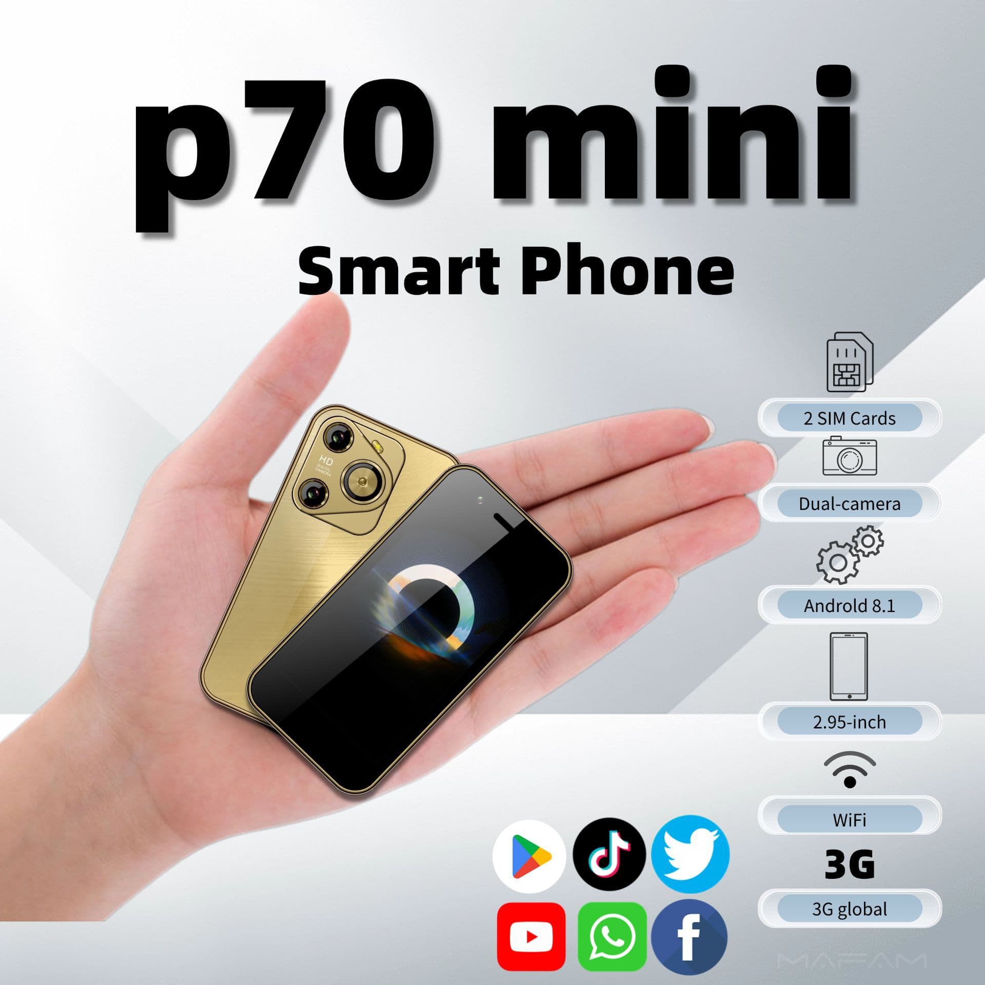 Mini Smart Android Google Pocket Student Phone Cross-Border Hot Selling Black Tech WiFi Backup Phone