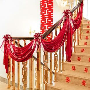 Wedding Stair Railing Decoration Bridal Room Decoration Engagement Groom Indoor Wedding Supplies Wedding Pull String Long Strip Double Happiness Character