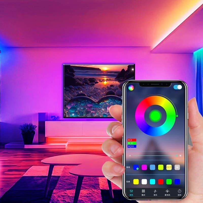 COB Flexible Low-Voltage LED Colorful Strip Light RGB 672 LEDs Stepless Dimming Home Decoration Self-Adhesive Strip