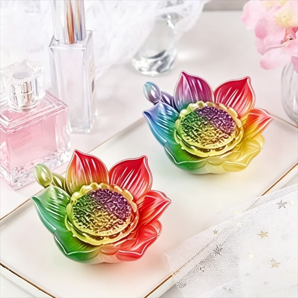 Lotus Candle Holder Silicone Mold DIY Aromatherapy Candle Gypsum Glue Ornament Mold