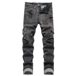 2026 Fall/Winter New European American Cross-Border Men's Jeans Export Casual Street Utility Cargo Jeans Multi-Pocket