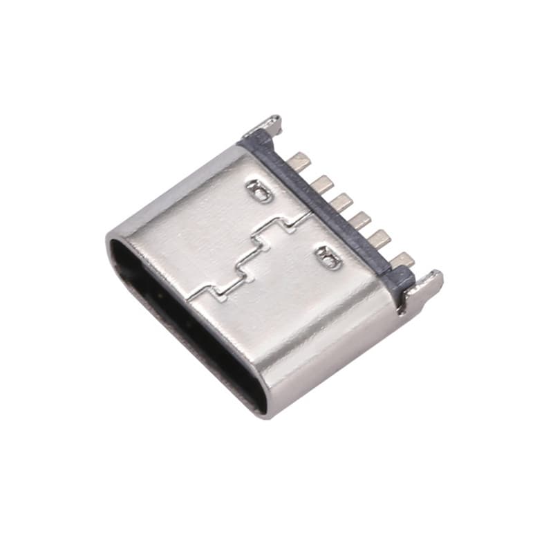 Lihe Supplies 6P Vertical SMD 180-Degree Plug Board 90° Straight Plug USB Fast Charging Connector TYPE-C Female Socket High Current