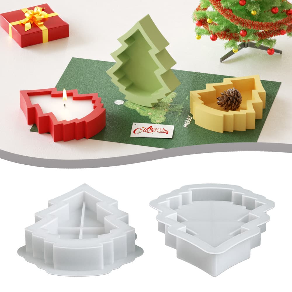 Epoxy Resin Christmas Tree Mold DIY Storage Tray Candle Cup Ornament Silicone Mold Wholesale