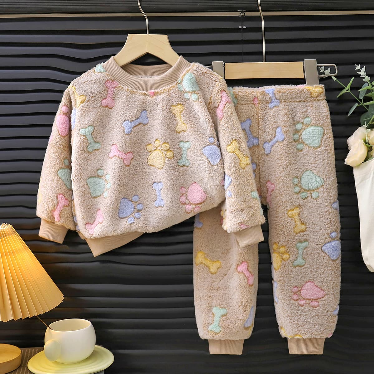 Kids' Pajama Set Winter New Style Boys' Fleece-Lined Flannel Girls' Warm Baby Homewear Children's Clothing