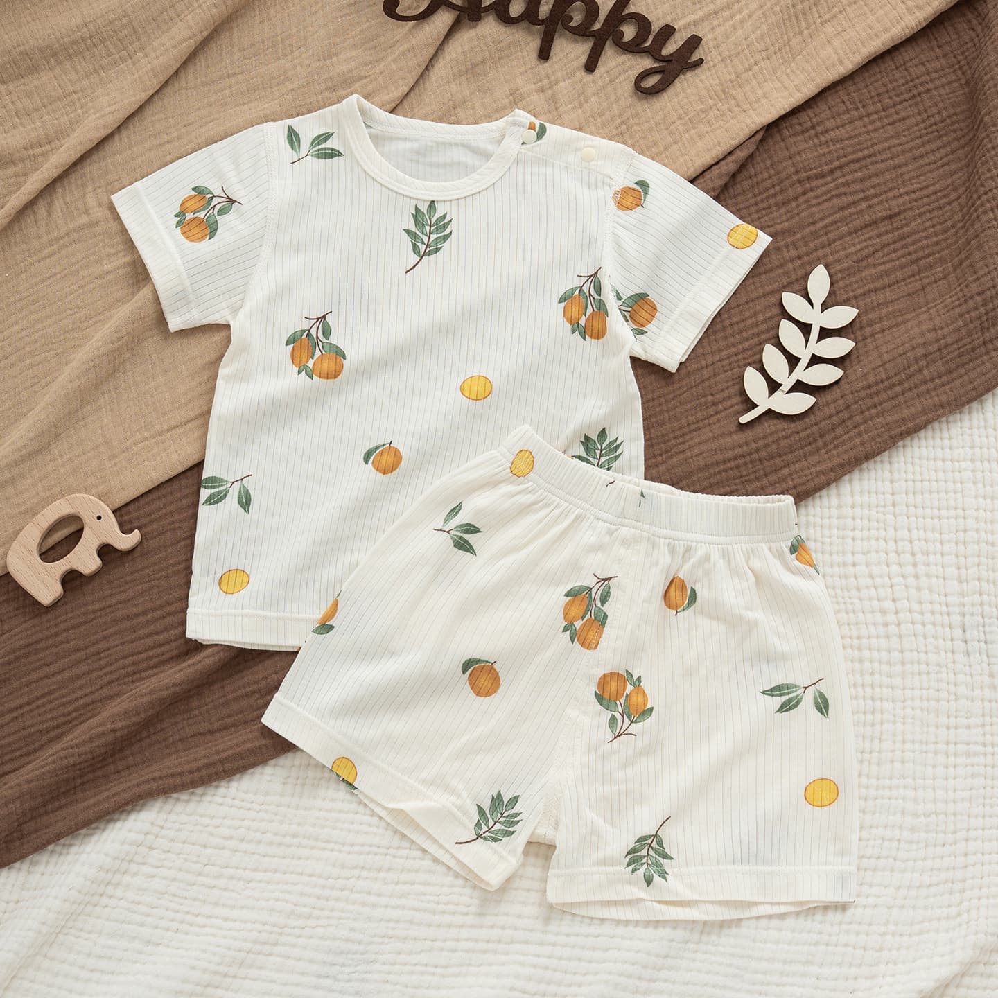 Newborn Baby Summer Ultra-Thin Modal Separates Set Boys Girls Pajamas Short Sleeve Shorts Air Conditioning Wear