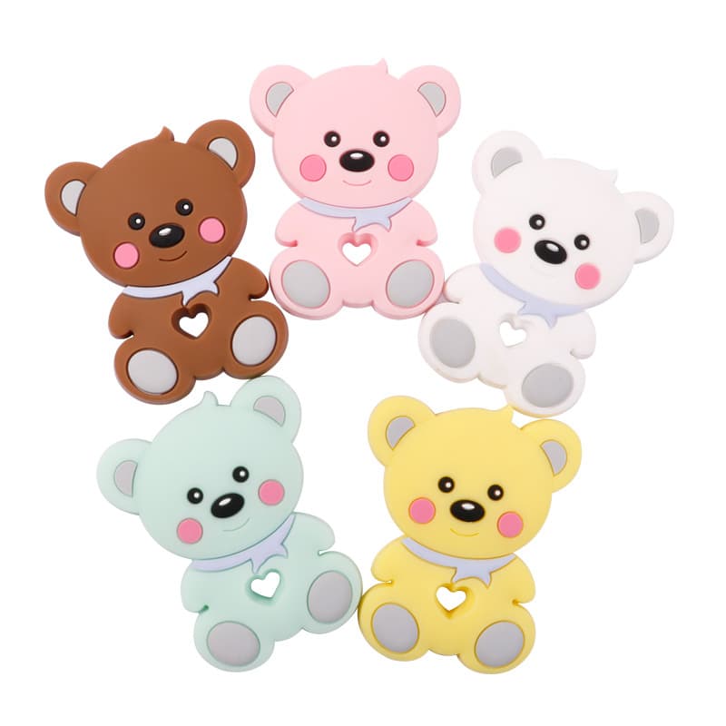 Baby silicone bear teether baby chewing gum cartoon teether food grade silicone toy animal new model