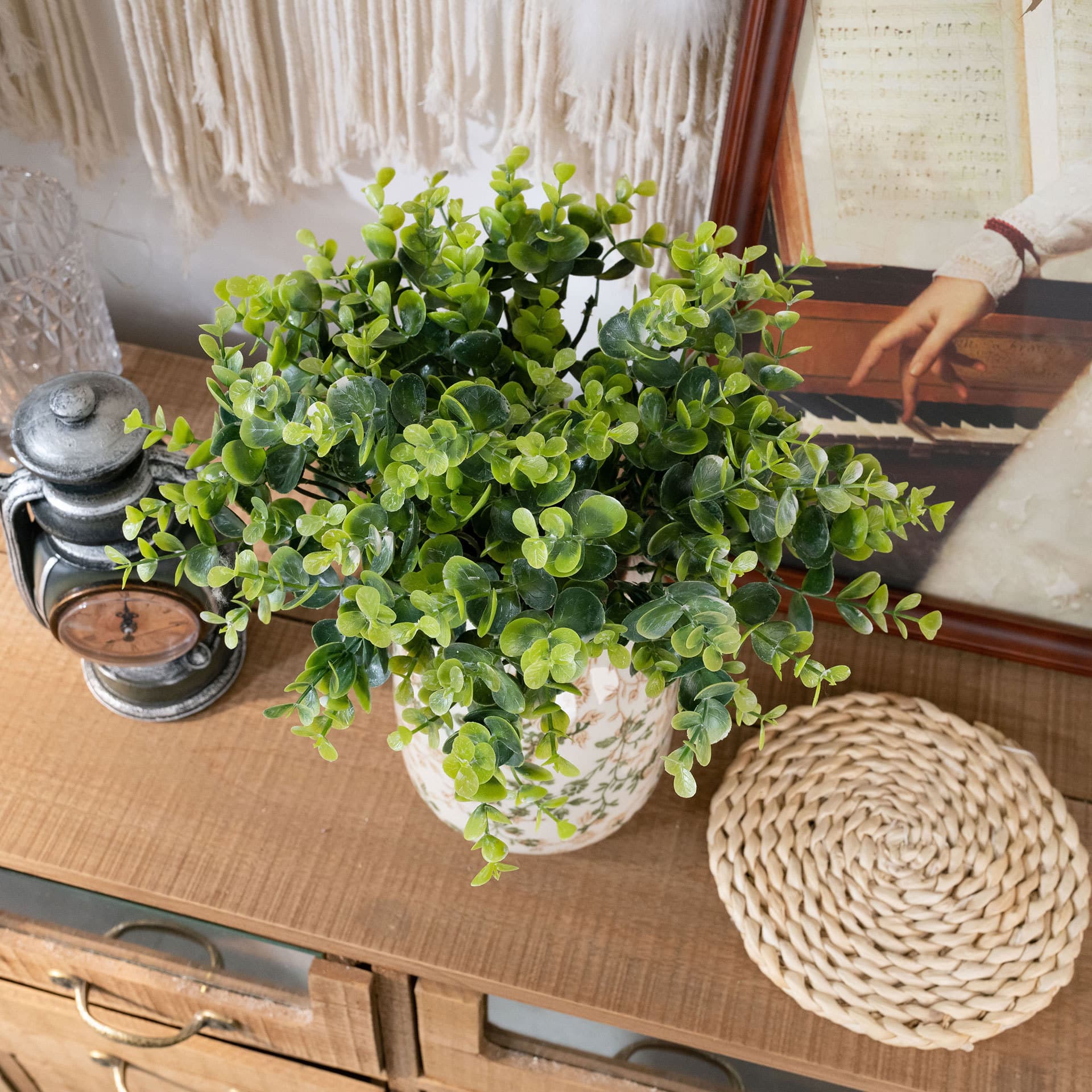 Factory Pulse Single Eucalyptus INS Style Artificial Flower Home Decor Cross-border Wedding Wholesale Fake Green Plant