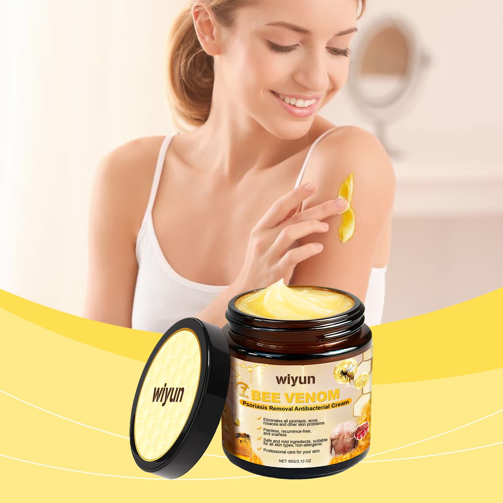 WIYUN Bee Venom Skin Care Cream Daily Topical Use Gentle Moisturizing Soothing Skin Care Cream