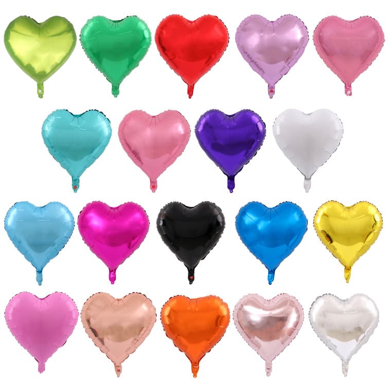 18-inch heart-shaped aluminum foil balloons for birthdays, weddings, parties, and helium balloons (wholesale).
