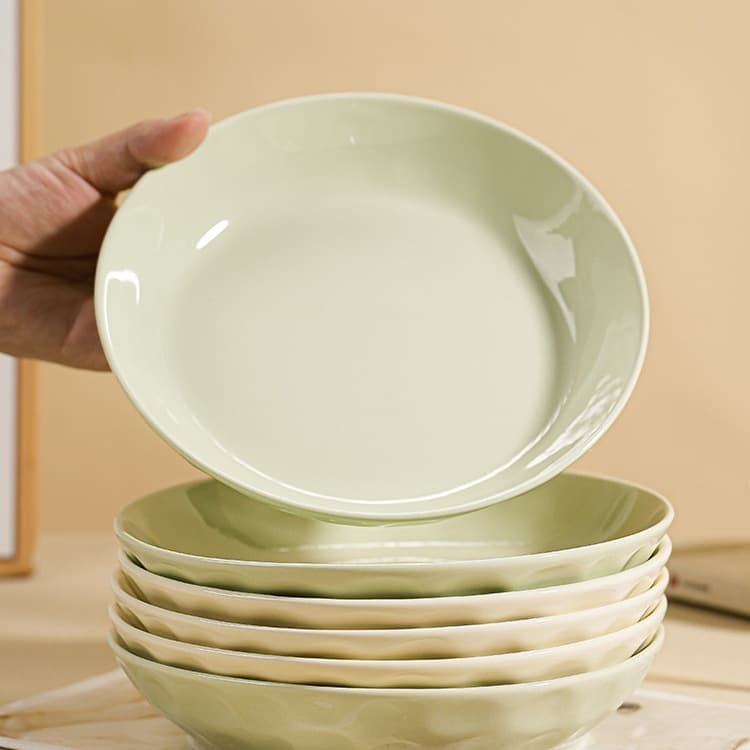 Home Plate Set 2024 New Style Creamy Light Luxury Ceramic Dinner Plates 6-Pack