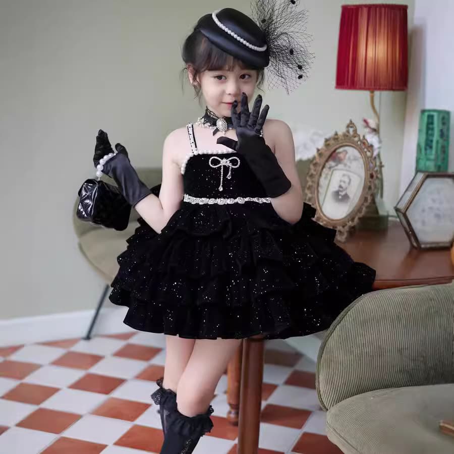 Children's Hepburn Princess Dress Girls Black Swan Temperament Dress Lolita Lolita Heavy Industry Dress Princess Dress