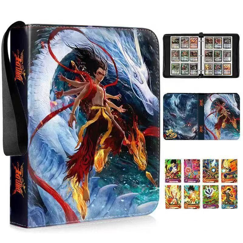 Nezha Ao Bing Card 4-Pocket Storage Album, Demon Boy Trouble in the Sea 9-Pocket PU Leather Business Style Card Collection Album