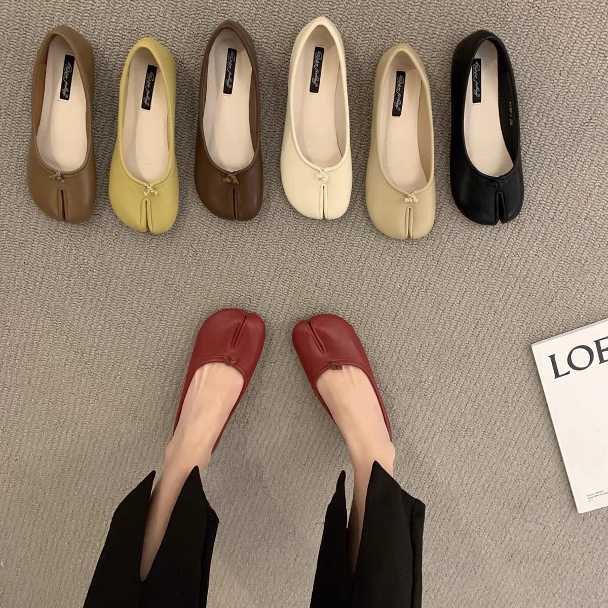 Happyfeeling Flat Loafers Women's Shoes 2026 Spring Split-Toe Moccasins Boat Shoes