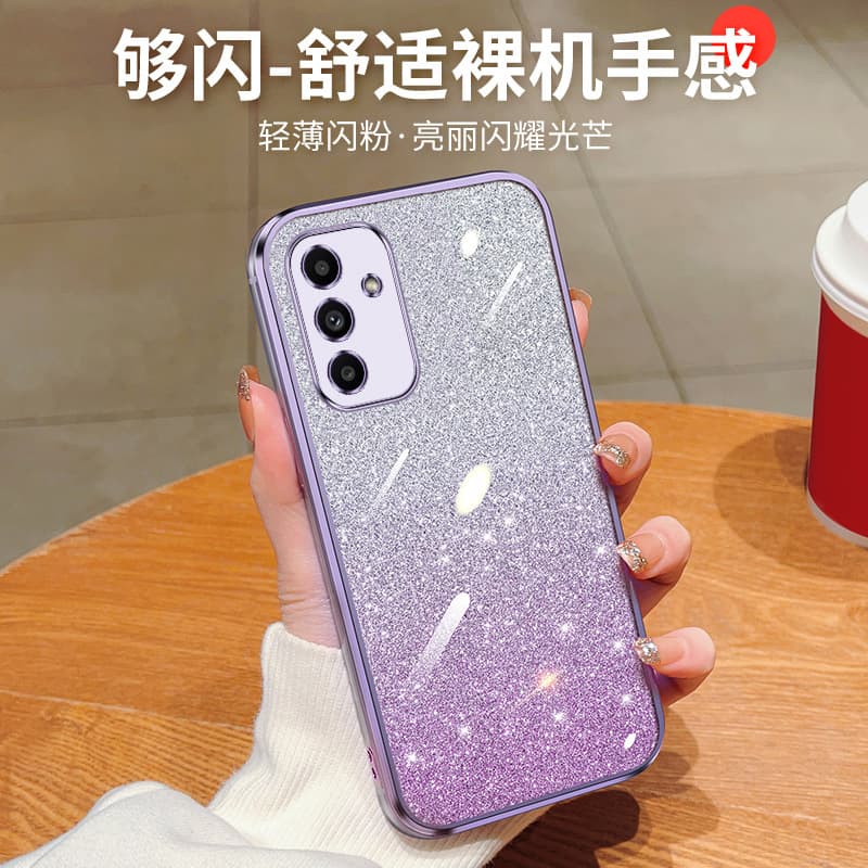 Compatible with Samsung A17 Phone Case New A15 A52 Protective Cover Silicone M54 A22 A73 Electroplated Gradient Glitter 06