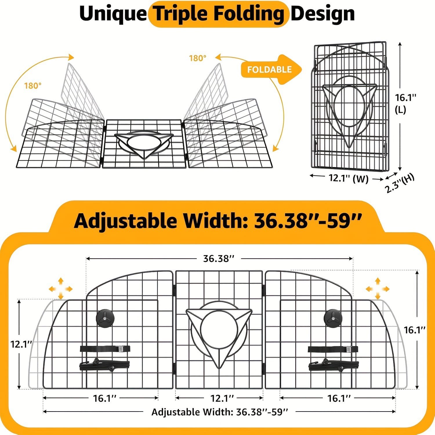 I 254 Adjustable Dog Car Barrier For SUVs Trucks Cars Heavy Duty