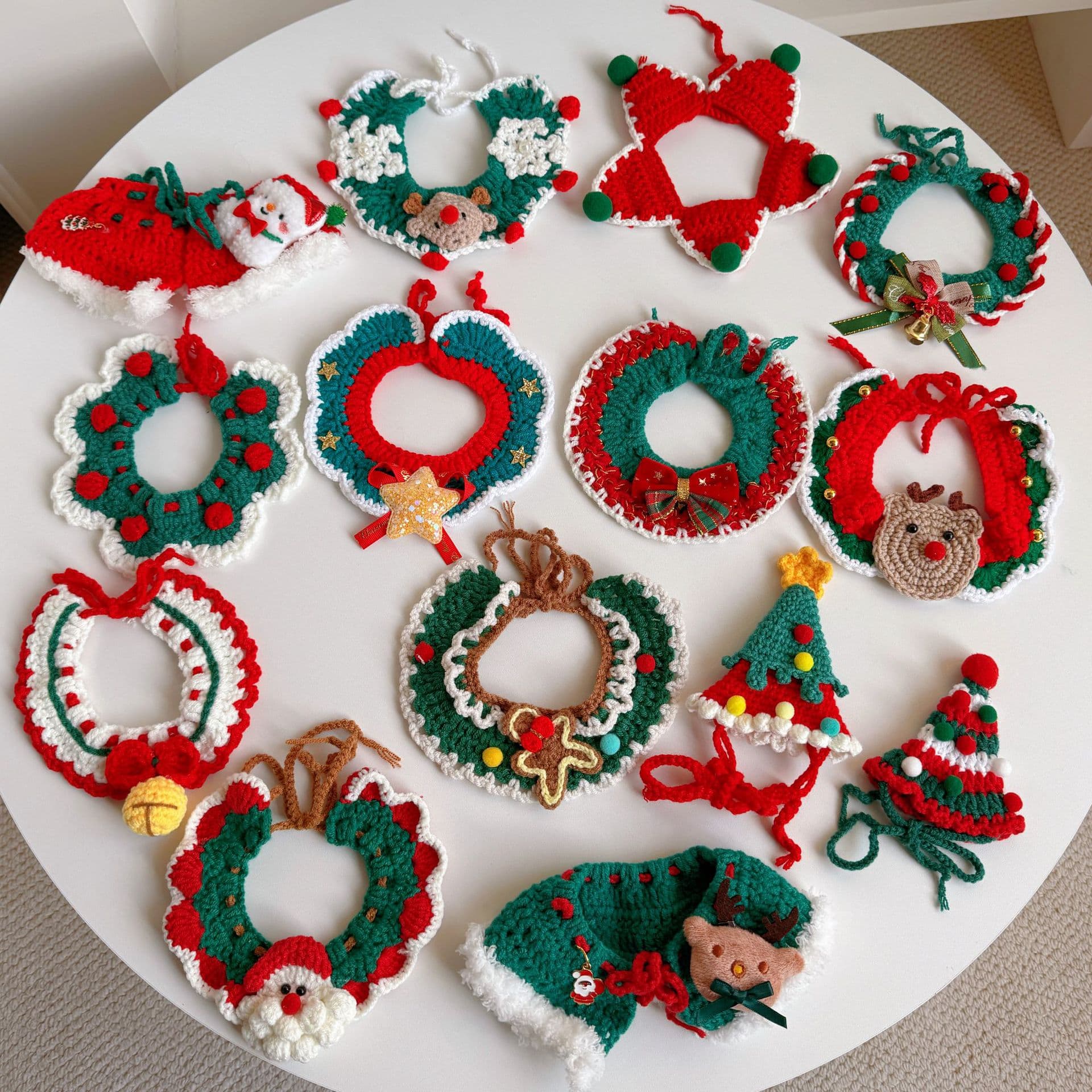 Christmas Cat Scarf Dog Scarf Bib Small Dog Pet Yarn Collar Handmade Knitted Accessories