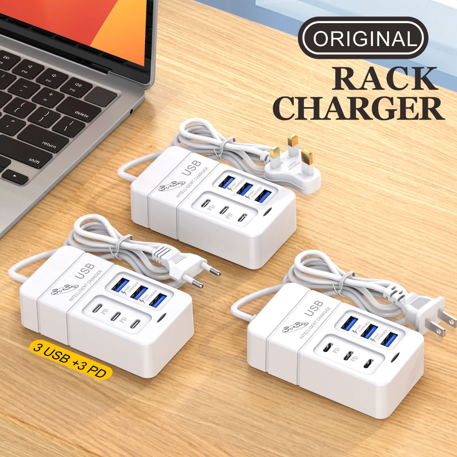 New Power Strip Mobile Phone Charger 3PD3USB Multi-Port Charging Head 6USB Socket 10W Fast Charging 3A Dock Charger