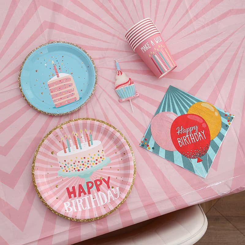 Amazon Paper Plates Cups Tableware Set Birthday Paper Plates Party Cake Balloons 350g Printed Disposable Party