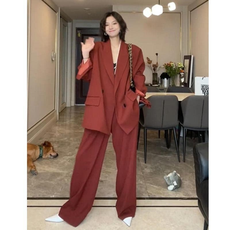 2641 Large size women's salt style wear high-end casual loose suit suit for fat mm women's wide-leg pants two-piece set
