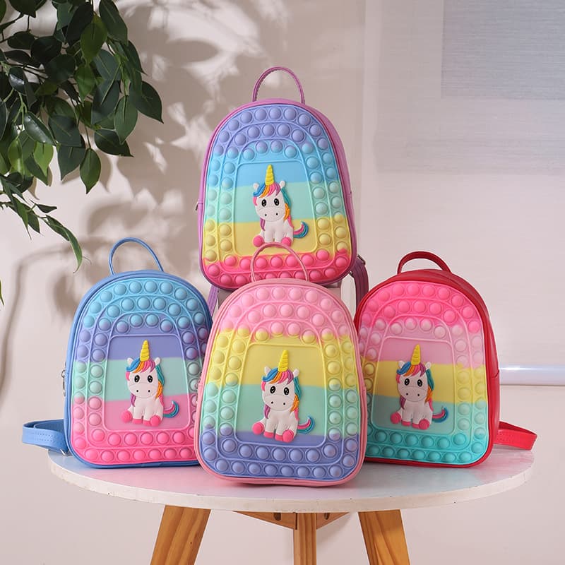 Factory direct sales, in stock, new unicorn silicone backpack for children, stress relief and rat extermination bag.