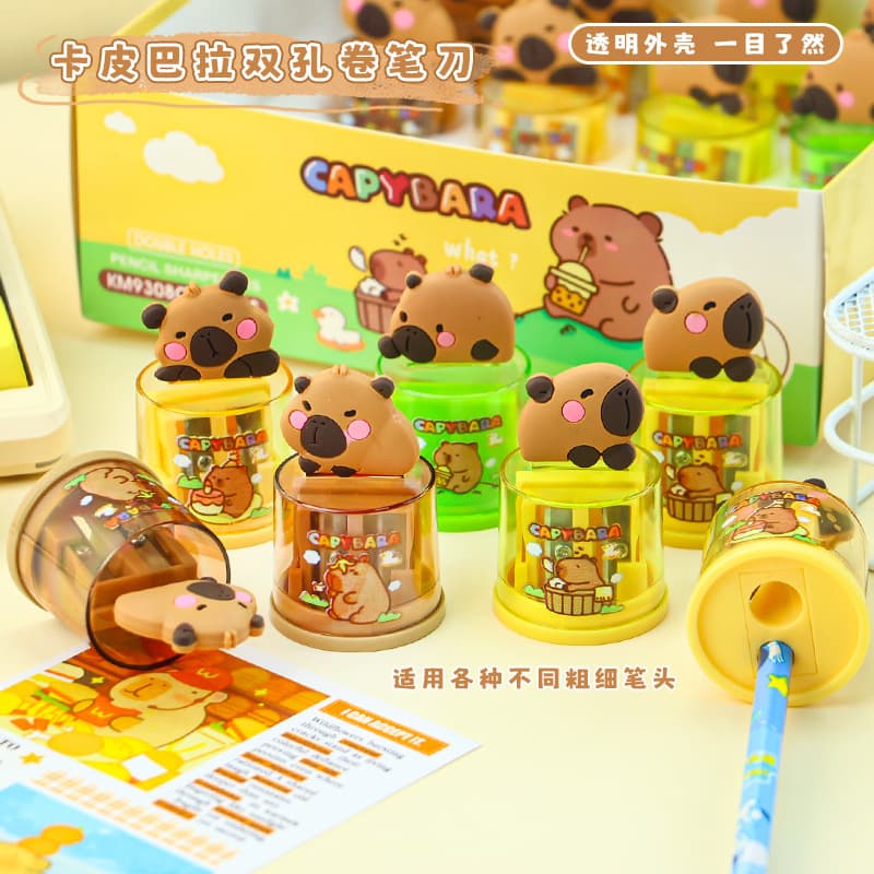 Capybara Capibara double-hole pencil sharpener small children's portable pencil sharpener cute pencil sharpener student stationery