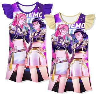 2025 Cross-Border Summer K-POP Girl Group Thin Children's Nightgown Short Sleeve Ruffled Girls' Nightgown DI280