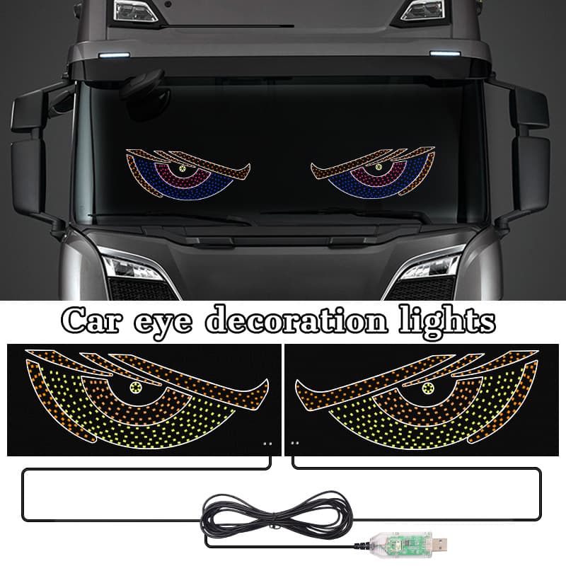 Cross-border Car USB Dynamic Demon Eye Light Car Sticker LED Display Truck Car Front and Rear Windshield Light