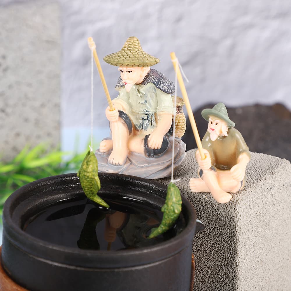 Fun Jiang Taigong Fishing PVC Fish Tank Landscape Decoration Creative Fishing Weng Aquarium Decorative Plastic Crafts