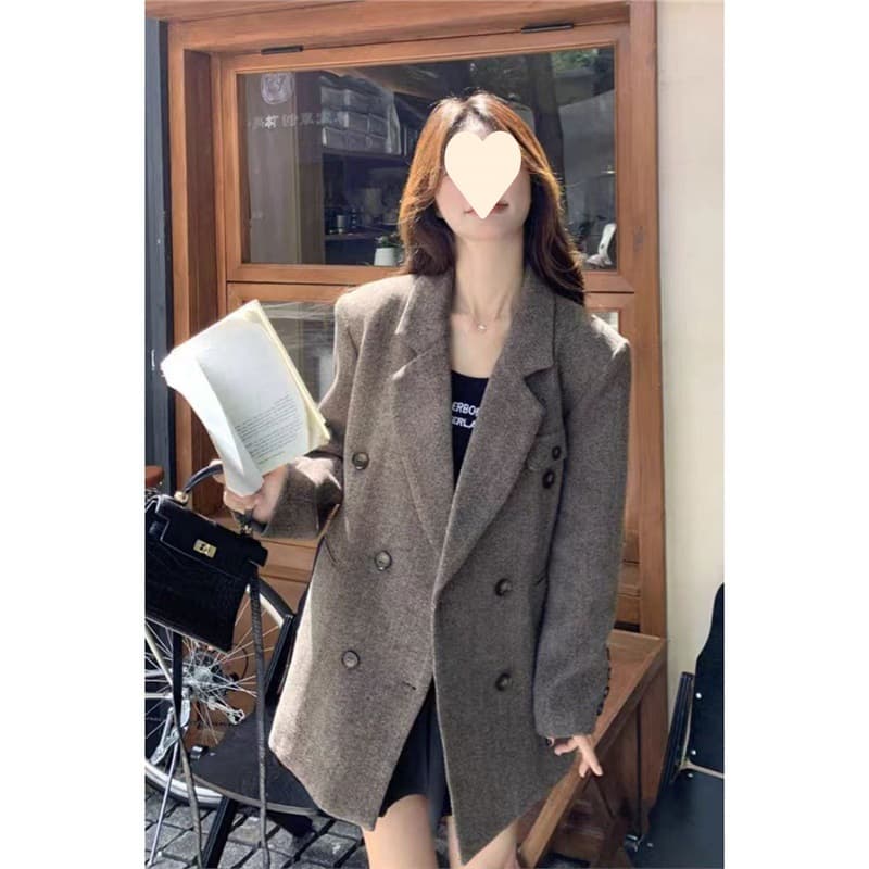 Petite wool suit jacket 2025 autumn/winter new Hepburn high-end thickened mid-length wool coat