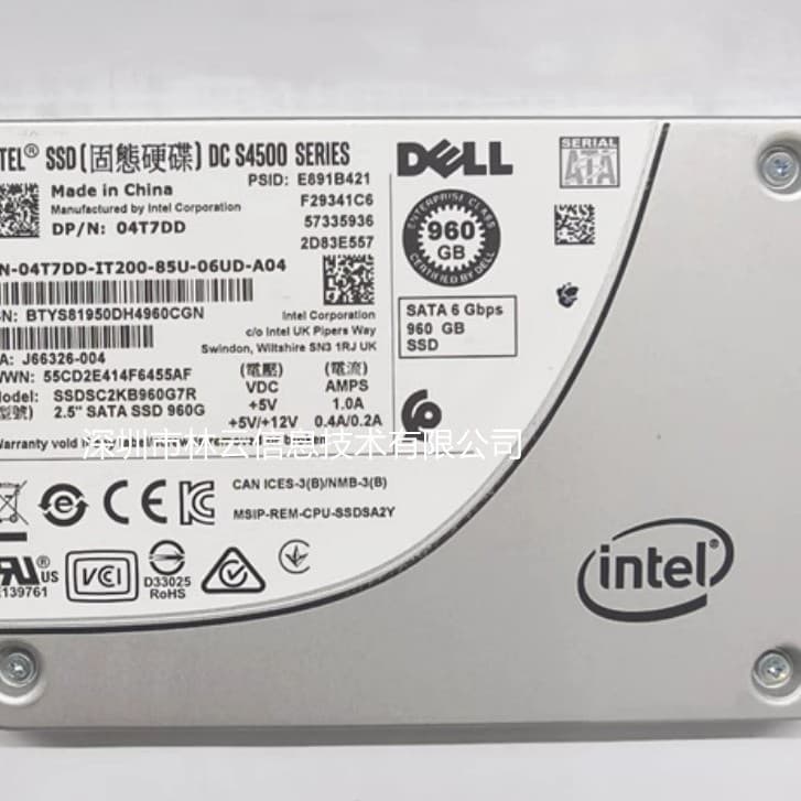 Compatible with Intel DELL 04T7DD S4500 960GB solid-state drive SATA3 SSDSC2KB960G7R