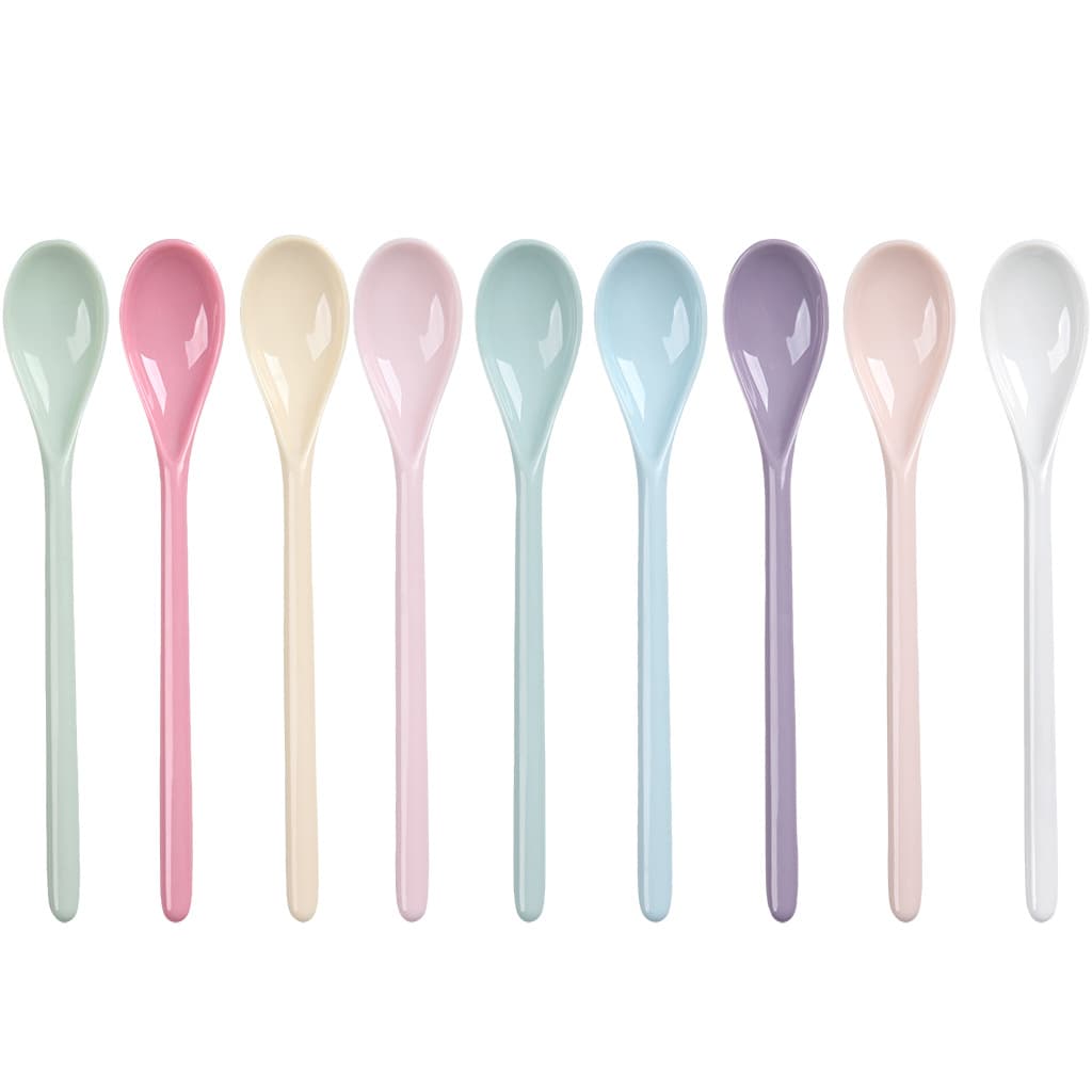 Cross-border hot selling milk coffee melamine stirring spoon candy color melamine long handle spoon melamine egg spoon set