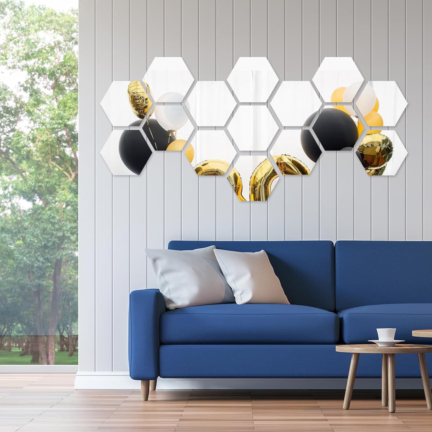 Cross-border hot-selling hexagonal acrylic mirror wall sticker 3D DIY self-adhesive wall sticker home decor background wall sticker