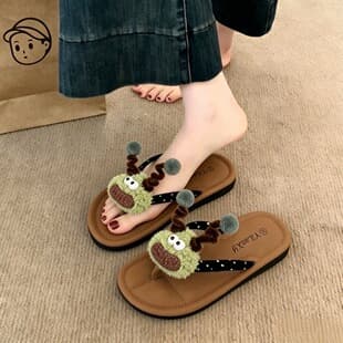 2026 Little Monster Flip Flops, Beach Fashion New Style Soft Sole Shoes for Women, Non-Slip Summer Outdoor Ins Flip Flops