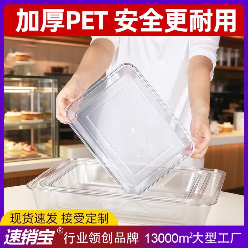 Deli Food Serving Tray Prep Tray Snack Tray Cold Braised Food Plate Catering Side Dish Plate Commercial Plastic Square Tray Clear Tray