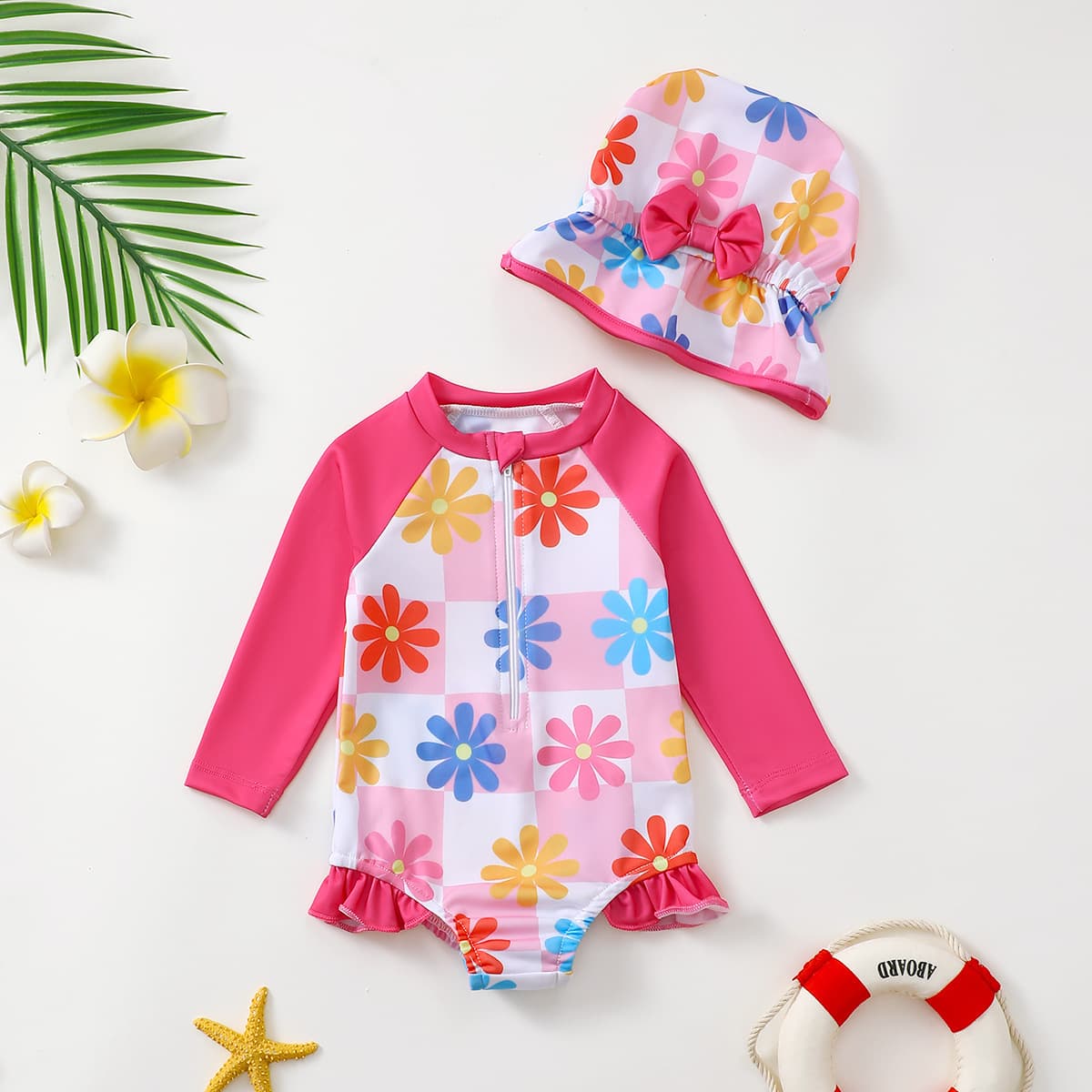 2025 Korean style infant and children's swimsuits new girls one-piece conservative sweet girl princess style swimsuit learning swimsuit