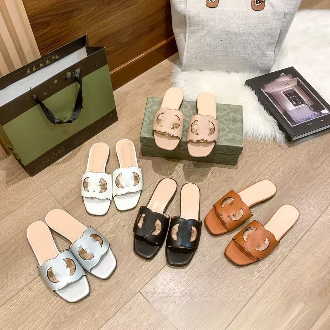 Cross-border Version G Brand 2024 Early Spring New Style, Hollow One-Strap Flat Slippers, Versatile Casual Shoes, Fashion